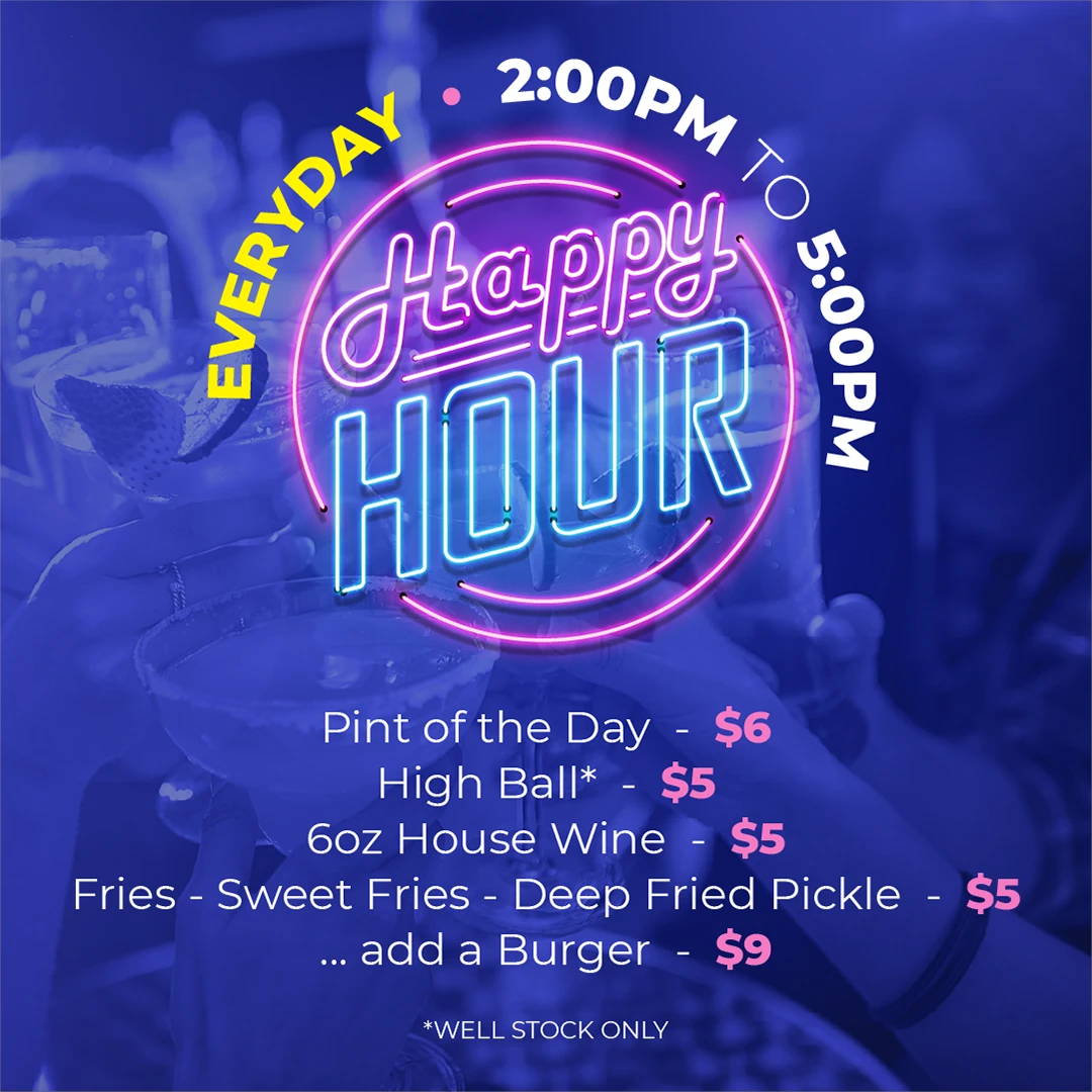 Happy Hour neon sign