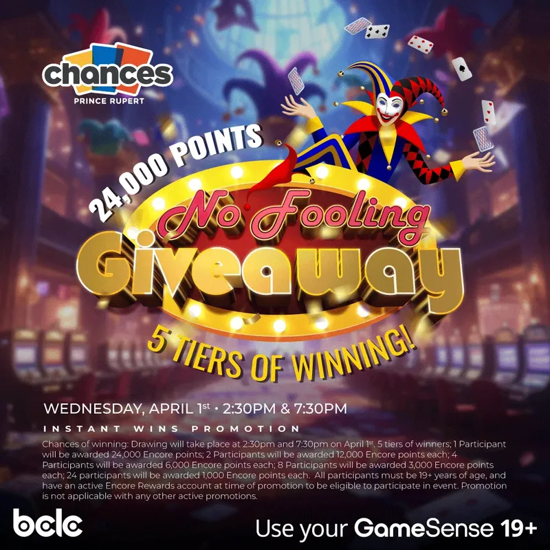 Up to 24,000 points to be won during the No Fooling Giveaway promotion on April 1st, 2026